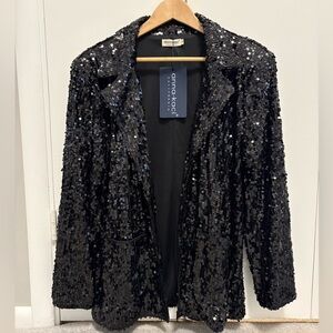 Ladies Black Sequin Open Front Jacket NWT Size XL